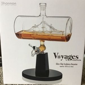 Shannon Godinger amazing Voyages crystal glass ship 33.8 oz pedestal decanter